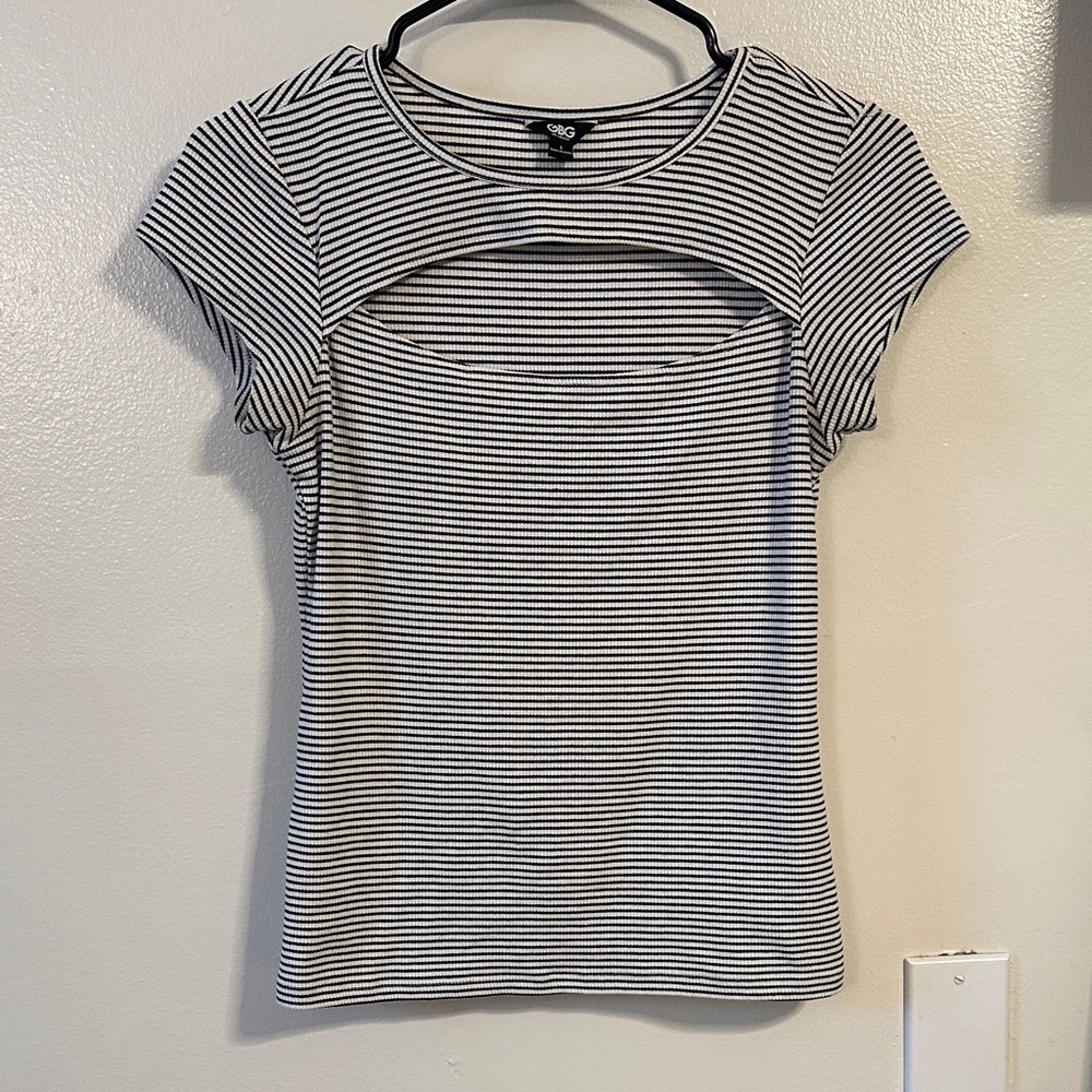 GBG striped cut out tee